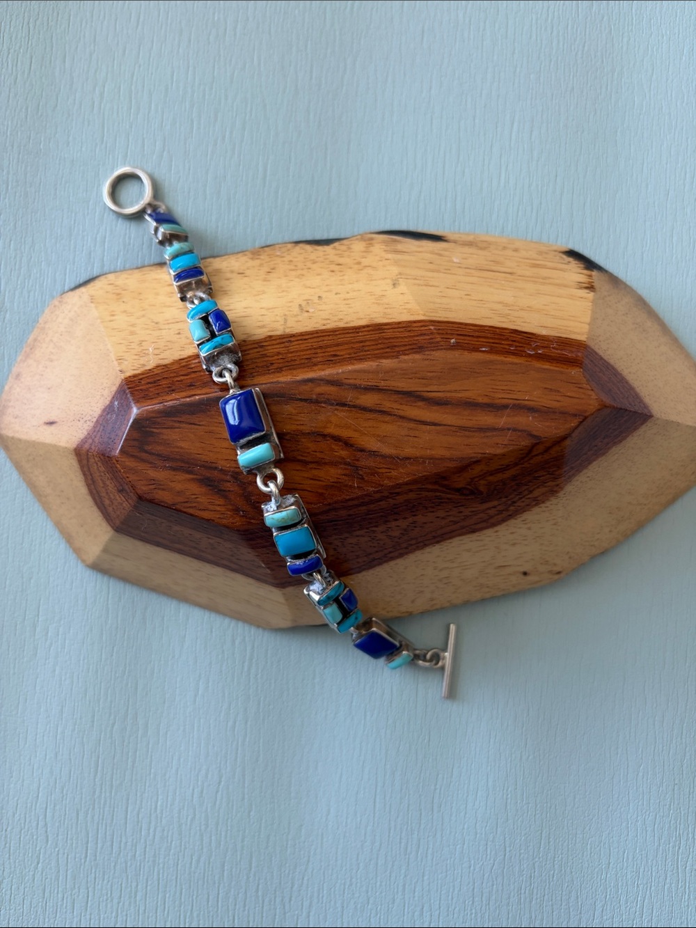 Sterling Silver, Turquoise and Blue Lapis Bracelet